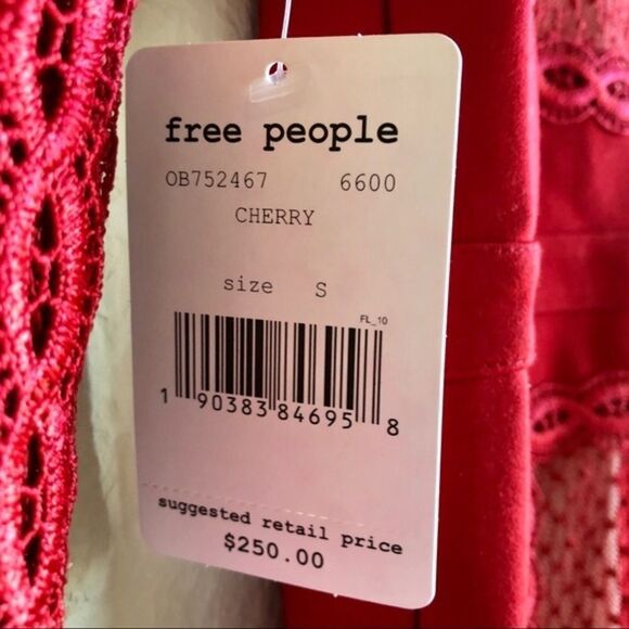 Free people cherry lace mixed mesh red dress small - Picture 6 of 8